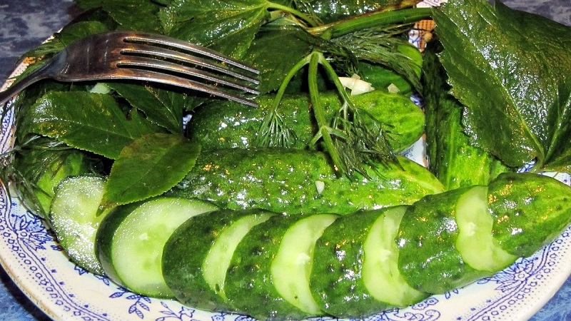 Das klassische Rezept für leicht gesalzene Gurken in einem Topf mit heißer Salzlösung