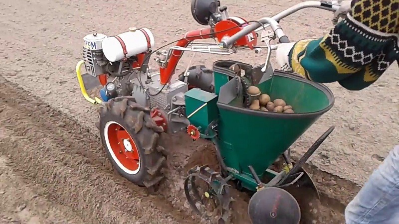 Überprüfung der Kartoffelpflanzgefäße für einen handgeführten Traktor und wie man es selbst macht